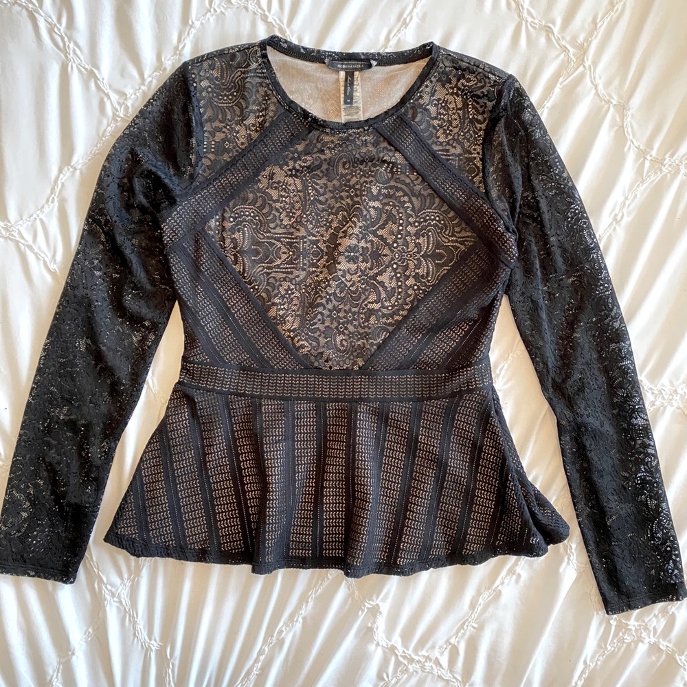 BCBG Max Azria Lace Peplum Top